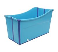 150L Large Portable Blue Foldable Bathtub Collapsible Adult Bath Bucket Freestanding Bathtubs with Safety Clip PP+TPE No Assembly Required Easy to Carry and Store for Homes Apartments Hotels Etc