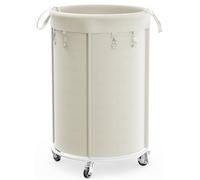 150L Laundry Basket with Wheels, Large Rolling Laundry Hamper, Round Laundry Cart with Removable Bag and Steel Frame, Dirty Cloth Hamper for Home, Closet, Dorm, Bathroom, Laundry Room, Beige