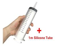 (150ml+1m) Large Capacity 150-500ML Plastic Syringe With 1m Tube Hose Reusable Sterile Measuring Injection Syringe Nutrient Hydroponics