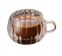 150ml/5oz Creative Minimalist High Borosilicate Glass Cup With Double-Layer Strap And Transparent Glass Handle-Striped Round Fun 150ml
