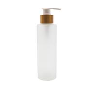 150ml 5oz Frosted Glass Pump Bottle Empty Refillable Container with Bamboo Dispenser Head for Shampoo Lotion Essential Oil Shower Gel Hand Wash Toiletries