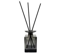 150ml/5oz Glass Square Wide Mouth Diffuser Bottle Empty Refillable Essential Oil Jar Perfume Container Home Fragrance Scented Oils Holder for Bathroom Décor (Translucent Gray)