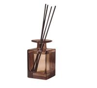 150ML/5OZ Square Amber Glass Diffuser Bottles Empty Refillable Vintage Reed Diffuser Jars Decorative Aromatherapy Containers for Home Office