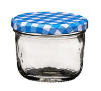 150ml Glass Jar Screw Top Lid Blue And White Gingham Design