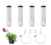 150ml Large Capacity Syringe, 4Pcs Plastic Liquid Measuring Syringe, Feeding syringe with Tube Sealing Cap, Reusable No Needle syringes, Individual Disposable Syringes for Laboratory Industry (150ML)