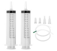 150ml Large Capacity Syringe with Tube Catheter - 2Pcs Reusable Plastic Syringe Set for Pet Feeding, Liquid Measuring No Needle Feeding Syringes, Individually Wrapped