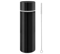 150ml Mini Water Bottle, Small Insulated Stainless Steel Purse Bottle, Small Leak-Proof Pocket Water Bottle with Straw Cleaning Brush, Women Slim Water Flask Keeps Drink Cold&Hot for Travel, Black