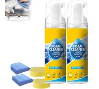 150ML Multi-Purpose Foam Cleaner Spray, 4-in-1 All-In-One Deep Cleaning Solution for Car Interior, Kitchen Grease, Bathroom Tiles & Upholstery Fabrics, Rinse-Free Formula with Scrubbing Sponge (2 Pcs)