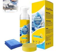 150ML Multi-Purpose Foam Cleaner Spray, 4-in-1 All-In-One Deep Cleaning Solution for Car Interior, Kitchen Grease, Bathroom Tiles & Upholstery Fabrics, Rinse-Free Formula with Scrubbing Sponge (1 Pcs)