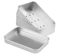150ML Soap Box Metal Aluminum,Square Soap Box Travel with lid Drain in Three Layers Storage Tray Plate,Soap Tin with Removable for Bathroom,Kitche,Soap,Solid and Shampoo etc,96 x 68 x 30mm (Silver)
