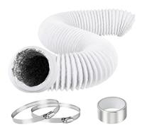 150mm Ducting 3m Long,6 Inch Flexible Vent Hose with 2 Duct Clamps und A Roll of 5m Aluminum Foil Tape,Aluminium PVC Ventilation Air Ducting,for Cooker Hood,Extractor Fan,Tumble Dryer,Air Conditioner