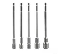 150mm Extended Magnetic Hex Socket Set Chrome Vanadium Steel For Electric Drill Drivers With Strong Hold For Automotive Repair And Furniture Assembly In Silver Finish Pack Of Five Sleeves(A)