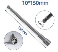 150mm Hexagon Nut Driver Socket Wrench Adapter Extension Sleeve Suitable for Pneumatic, Electric, and Manual Use (Magnetic 10mm)