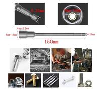 150mm Magnetic Hexagon Nut Driver Drill Bit Socket Wrench Extension Sleeve in Chrome Vanadium Steel, 6mm-19mm Hex Socket Adapter Compat(10mm)