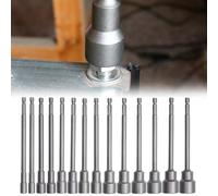 150mm Magnetic Hexagon Nut Driver Drill Bit Socket Wrench Extension Sleeve in Chrome Vanadium Steel, 6mm-19mm Hex Socket Adapter Compat(8mm)