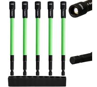 150mm Magnetic Nut Driver Set for Impact Drill, 5pcs 8MM Long Nut Drivers 6 INCH(150mm), Long Shank Nut Driver Bits, 1/4" Hex Shank, Nut Driver Socket Kit (Green 8mm)