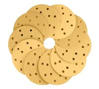 150mm Sanding Discs, 6 Inch 15 Hole Sanding Discs,Hook and Loop 80,120, 240,400,800 Assorted Grits Gold Sandpaper, 50PCS Round Ceramic Sand Paper Discs for Random Orbit Sander