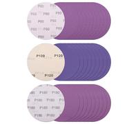150mm Sanding Discs 80/120/180 Grit Water Sandpaper, 30Pcs Hook & Loop Sanding Pads 6 Inch Wet & Dry Grinding Disc for Automotive Polishing, Metal Restoration, Glass & Ceramic Sanding(Purple)