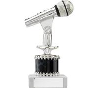 150mm Silver Microphone Trophy,Award,Karaoke,Music,Singing,FREE engraving upto 60 characters