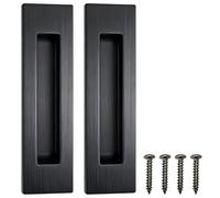 150mm Stainless Steel Sliding Door Handles 2Pcs Recessed Flush Door Hardware Finger Pulls Pocket Door Pull Handles Matte Black Door Handles for Barn Door Closet Cabinet Wardrobe Internal Sliding Doors