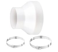 150mm to 100mm Duct Reducer, 6 to 4 inch Air Ducting Reducer with 2 Hose Clamps, Plastic Inline Adapter Circular Reducing Joint Duct Pipe Connector for Inline Ventilation System