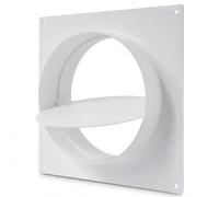 150mm White Plastic Air Vent Duct Flange with Gravity Shutter Flap and Wall Plate, 6 Inch Male Fit Connector for Extractor Fans