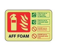 150mmx100mm Photoluminescent AFF Foam Extinguisher ID Sign