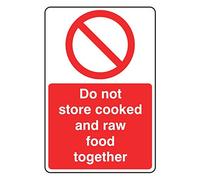150mmx200mm Do Not Store Cooked and Raw Food Together Catering Sign Rigid Plastic