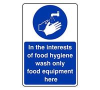 150mmx200mm In The Interests of Food Hygiene Wash Only Food Equipment Here Catering Sign Rigid Plastic