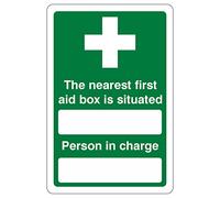 150mmx200mm Nearest First Aid Box/Person In Charge Sign Rigid Plastic