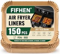 150PC Air Fryer Liners for Ninja, Air Fryer Paper Liners Disposable, Air Fryer Accessories for Ninja AF300UK AF400UK SL400UK, Compatible with Ninja, Keplin, Tower, Salter and Other Dual Zone Air Fryer