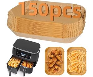 150PC Air Fryer Liners, Ninja Air Fryer Paper Liners Disposable, Air Fryer Accessories for Ninja AF300UK AF400UK SL400UK, Compatible with Ninja, Keplin, Tower, Salter and Other Dual Zone Air Fryer