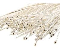 150pc Silver Plated Brass Ball Head Pins for Jewelry Making- 70mm (3 inch), 21 Gauge