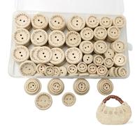 150pc Wooden Buttons, 3 Sizes Round Shape Handmade with Love Cardigans Knitting Buttons, 2 Holes Natural Wooden Buttons for DIY Sewing and Crafting Decorations(15mm/20mm/25mm)