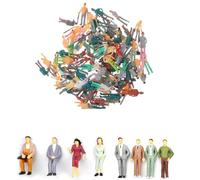 150Pcs 1:100 Mini People Figurines, Standing Miniature Figures, Mini Railway Model, Model Trains Architectural Painted People, Figures Tiny People Plastic, Painted Sitting Figures for Miniature Scenes