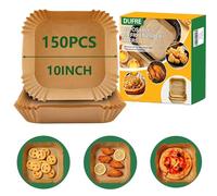 150Pcs 10 INCH Large Air Fryer Liners Disposable Paper Liner Square Non-stick Parchment Oil-proof And Waterproof for Frying,Roasting,Cooking