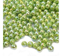 150pcs 10MM Acrylic Round Beads for Crafting,Iridescent Loose Bubble Spacer Craft Bead for Jewelry Making,Green