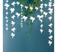 150PCS 10Strings White Origami Paper Doves Garlands for Wedding Party Decorations Bday Bridal Shower Origami Love Birds Banner for Engagement/Valentine's Day/Birthday Party Peace Dove Decor