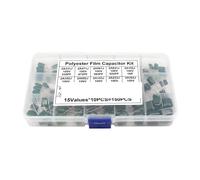 150pcs 15Values Polyester Film Capacitor Assortment Kit with Box 2A331J 2A471J 2A102J 2A103J 2A223J 2A104J 2A154J 2A224J 2A474J