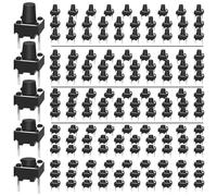 150PCS 2 Pin Momentary Tactile Tact Push Button Switch 6 x 6 x 4.3mm 5mm 6mm 7mm 8mm Micro Momentary Tact Switch Mini Switch Assortment Kit with Solder Wire for PCB Breadboard Circuit Board