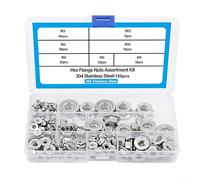 150pcs 304 Stainless Steel Serrated Hex Flange Nuts Metric Lock Nut Kit with 7 Sizes (/4/5/6/8/10/12) for Industrial, Automotive and Home Use