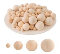 150pcs 4 Sizes Wooden Balls Round Natural for Crafts, 10mm 20mm 25mm 30mm