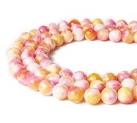 150pcs 8mm Pink Yellow Jade Beads Natural Gemstone Beads Round Loose Beads for Jewelry Making
