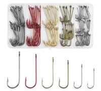 150pcs Aberdeen Fishing Hooks Kit Long Shank Aberdeen Hooks Assorted Small Size Sharpened Live Bait Fishing Hook Set for Saltwater Freshwater Bass Catfish Trout Crappie Panfish