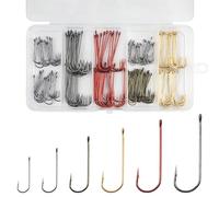 150pcs Aberdeen Hooks Crappie Panfish Fishing Hooks Kit Long Shank Light Wire Fish Hook Mix Color High Carbon Steel Live Bait Hooks Freshwater Fishing Tackle for Bass Catfish Trout