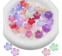 150pcs Acrylic Cherry Blossom Beads Flower Petal Gradient Sprinkle Gold Acrylic Spacer Beads DIY Craft Accessories Hair Accessories Car Hanging Circle （Mixcolors）