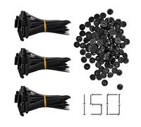 150Pcs Black Nylon Cable Ties Adjustable Plastic Zip Straps with Secure Button Lock, Heavy Duty Wire Tidy Fasteners for Home Office Gardening DIY & Automotive Cord Management (Black,150)