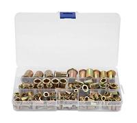 150pcs Carbon Steel Flat Head Threaded Rivet Nut Insert M3 to M12, Zinc Plated Low Profile, Durable Fastener Kit - Versatile Application, Anti - Skid Design, Ideal for Steel Plas
