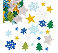 150pcs Christmas Foam Glitter Stickers for Crafts Snowflake Christmas Tree Star Self Adhesive Winter Wonderland Stickers for Cards Arts