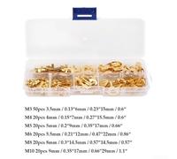 150PCS Copper Ring Cable Terminals Kit for M3/M4/M5/M6/M8/M10 - Gold-Plated Electrical Connectors, DIY & Industrial Use, No-Solder Eye Lug Connectors with Precise Dimensions